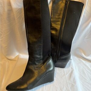 Naturalizer Black Wedge Knee-High Boots